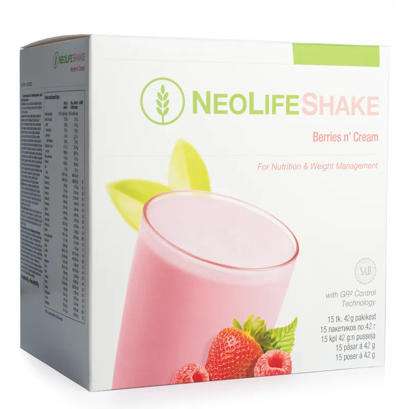 „NeoLifeShake“, baltyminis gėrimas – maisto pakaitalas, uogų ir grietinėlės skonio, 15 pakelių